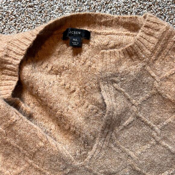 J. Crew Cable-Knit Stretch Wool Sweater Dress.  Tan Merino Wool.  Size M/L - Picture 4 of 8